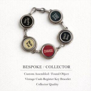 One-of-a-Kind Vintage Cash-Register Key Bracelet • Silver-Tone • 7.5″